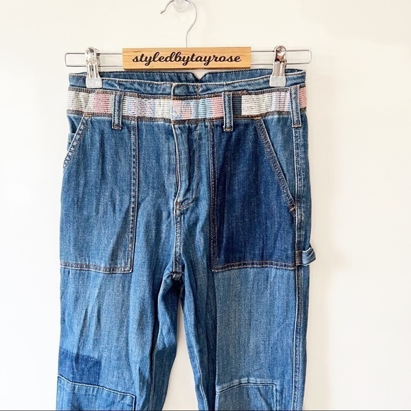 Anthropologie Pilcro And The Letterpress Boho Patchwork Boyfriend Jeans - Picture 2 of 13
